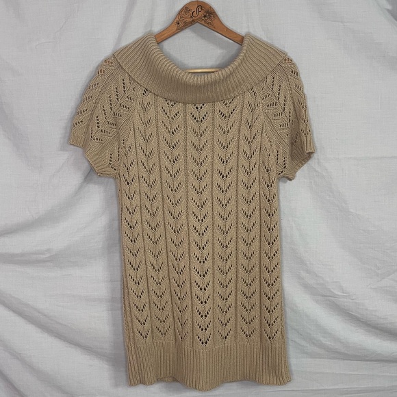 deb Beige/Tan Sweater with Short Sleeves and Versatile Collar in Size 2X - Picture 5 of 15